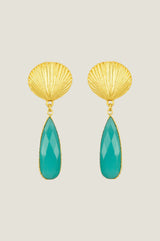 Tria Shell Earrings | Gold/Teal