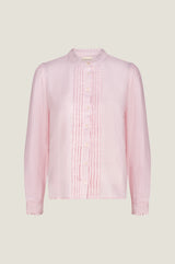 Holly Pin Tuck Organic Cotton Cheesecloth Long Sleeve Blouse | Blush Pink