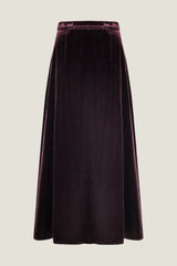 Velvet Midi Skirt | Aubergine
