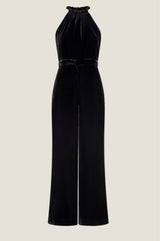 Josie Velvet Halter Neck Jumpsuit | Black