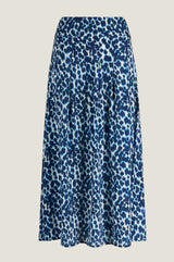 Mira Viscose Crepe Printed Skirt | Animal Ikat Navy/Cream