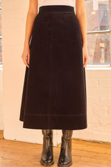 Caro A-Line Cord Skirt | Black