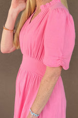 Esha Organic Cotton Cheesecloth Dress | Pink