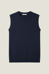Merino Wool Knitted Short Tank | Navy