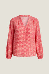 Clea Blouse | Flower Tile Orange/Pink - Aspiga