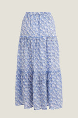 Bea Printed Organic Cotton Skirt | Clover Arches White/Blue