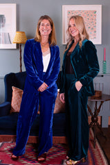 Velvet Side Stripe Trousers | Azure Blue