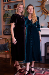 Dulcie Velvet Puff Sleeve Dress | Aubergine - Aspiga