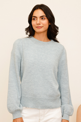 Alpaca Blend Puff Sleeve Jumper | Dusty Blue