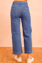 Denim Wide Leg Crop Jean | Mid Wash