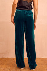 Velvet Side Stripe Trousers | Teal