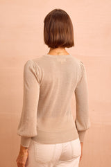 Metallic Knit Crew Neck Jumper | Gold