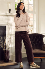 Kendal Cropped Stretch Corduroy Trouser | Chocolate