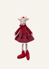 Tartan Mouse Hanging Decoration | Red
