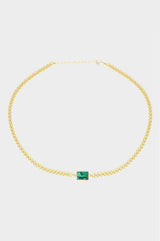 Chunky Green Stone Necklace | Gold