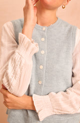 Buy the Look | Alpaca gilet, Blouse & Jeans - Aspiga