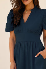 Esha Cheesecloth Dress | Navy
