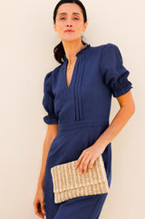 Amalfi Raffia Stripe Clutch | Natural/Taupe