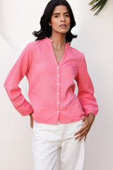 Mina Organic Cotton Cheesecloth Blouse | Pink Lemonade