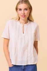 Vienna Short Sleeve Blouse | Cream