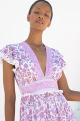 Pippa Block Print Dress | Garden Jaal Pink/White