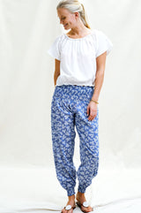 Harem Trousers | Blue/White - Aspiga