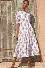 Cordelia Block Print Dress | White/Pink