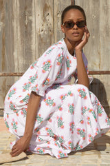 Cordelia Block Print Dress | White/Pink