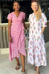 Cordelia Block Print Dress | White/Pink