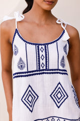 Imogen Mini Dress | White/Navy - Aspiga
