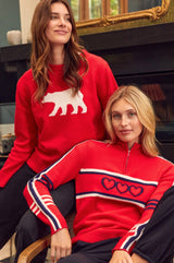 Merino Wool Polar Bear Jumper | Red/Cream