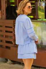 Palma Organic Cotton Dobby Long Sleeve Blouse | Baby Blue