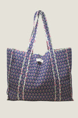 Quilted Tote Bag | Primrose Stamp Navy/Pink