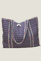 Quilted Tote Bag | Primrose Stamp Navy/Pink