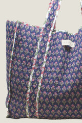 Quilted Tote Bag | Primrose Stamp Navy/Pink