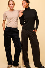 Merino Wool Polo Neck Base Layer | Black/Taupe