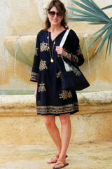 Guadalupe Short Tunic | Black/Gold