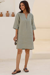 Calvi Linen Dress | Khaki