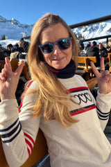 Merino Wool Hearts Polo Neck Jumper | Cream/Red/Navy