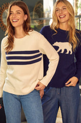 Merino Wool Polar Bear Jumper | Navy/Cream