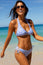 Recycled Halter Bikini Tunnel Side Bottoms | Abstract Cheetah White/Blue