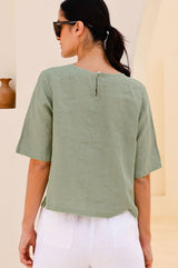 Linen Shell Top | Light Khaki