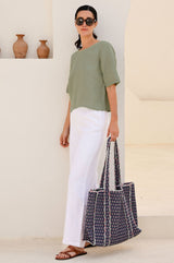 Linen Shell Top | Light Khaki