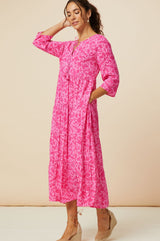 Emma EcoVero™ Midi Dress | Pink/Pink