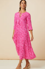Emma EcoVero™ Midi Dress | Pink/Pink