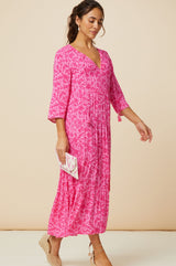 Emma EcoVero™ Midi Dress | Pink/Pink