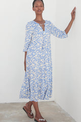 Emma EcoVero™ Midi Dress | Pale Blue/White