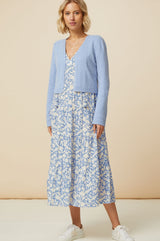 Emma EcoVero™ Midi Dress | Pale Blue/White