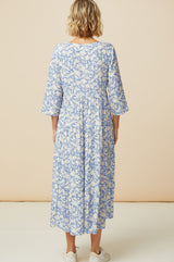 Emma EcoVero™ Midi Dress | Pale Blue/White