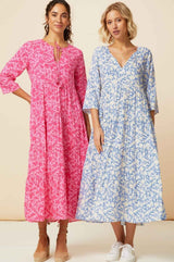 Emma EcoVero™ Midi Dress | Pale Blue/White